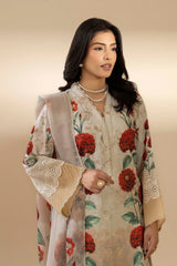 Unstitched Rose printed Chikankari Embroidered Lawn 3 Piece Suit