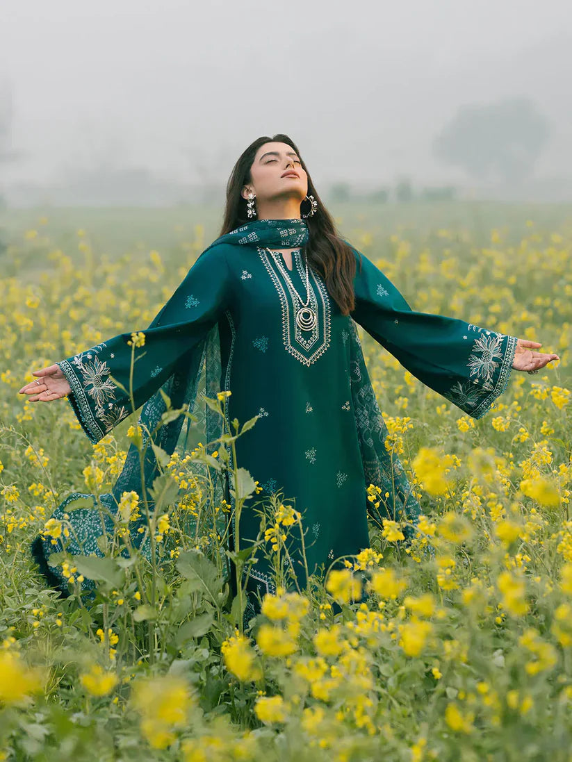 IZEL - 3PC LAWN EMBROIDERED SHIRT WITH MANAAR PRINTED DUPATTA AND TROUSER