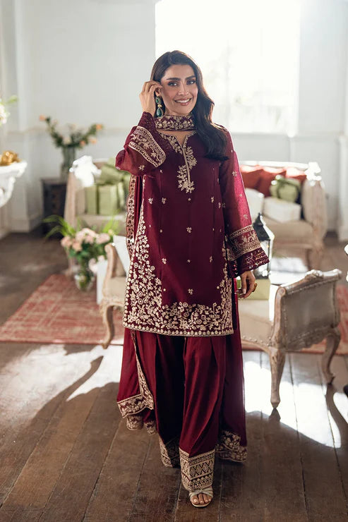 3-Piece Embroidered Lawn Dress Design with Printed Chiffon Dupatta
